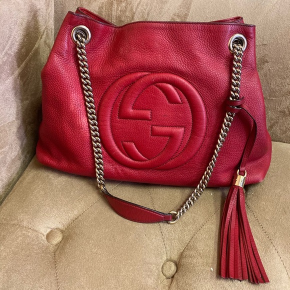 Gucci Handbags - ⚠️ Red Gucci Medium Soho Bag Used and Dirty